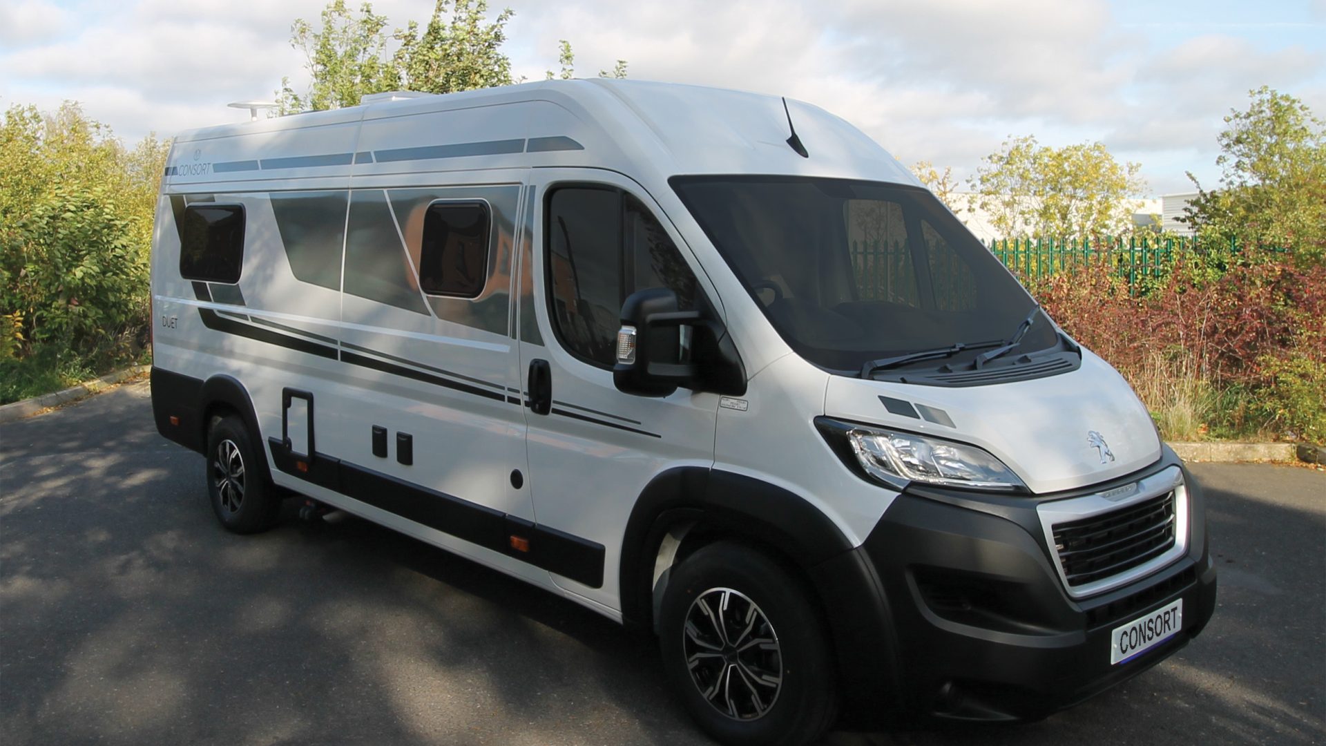 The exterior of the DUET van conversion motorhome.